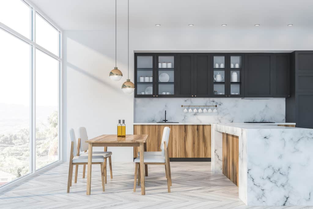 Luxury kitchen with marble countertops
